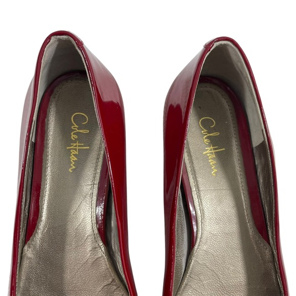 Cole Haan Red Patent Leather Ballet Flats Buckle Detail Shoes Nike Air Sole 7.5 - Picture 8 of 10